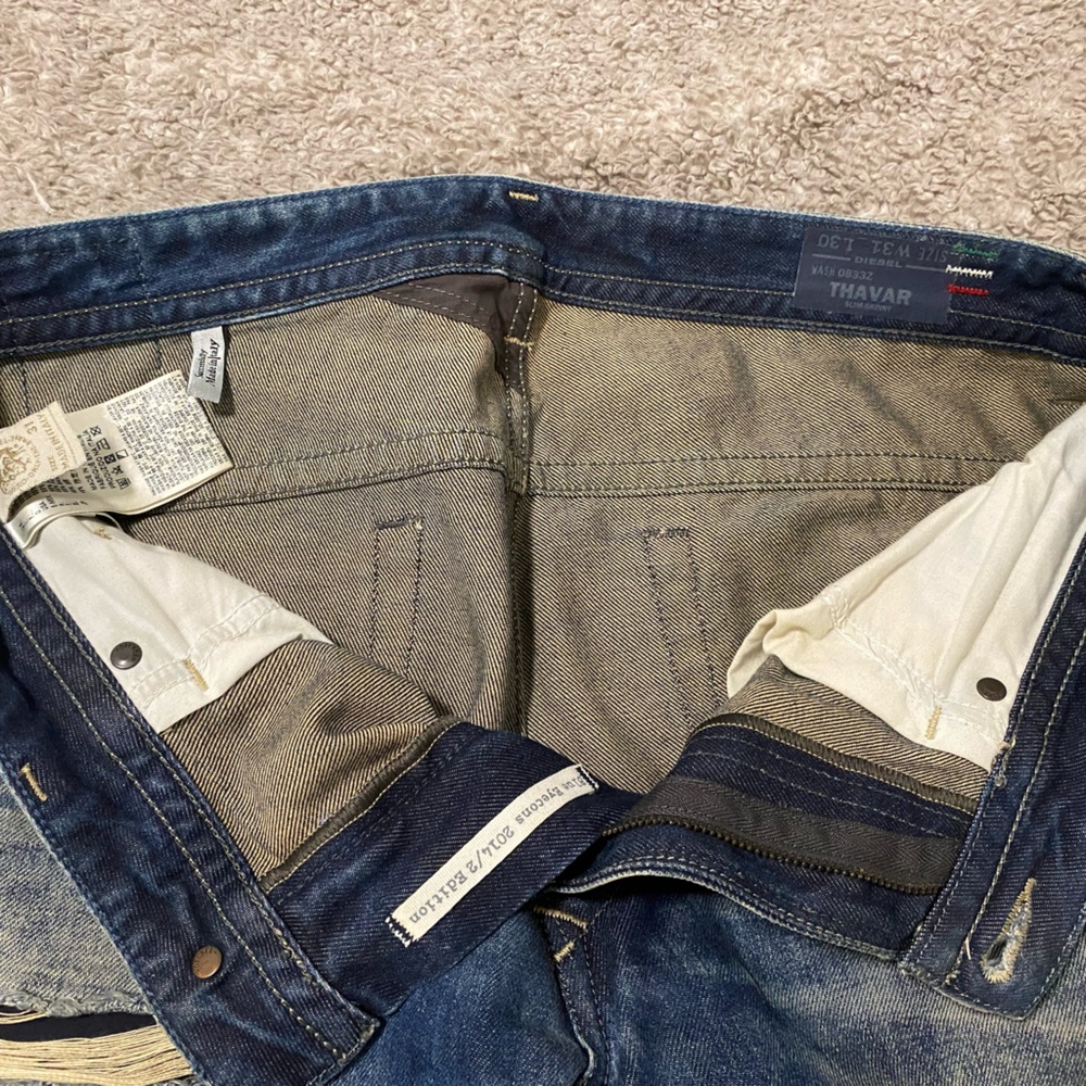 Men's Blue Distressed Diesel Jeans - Picture 6 of 7